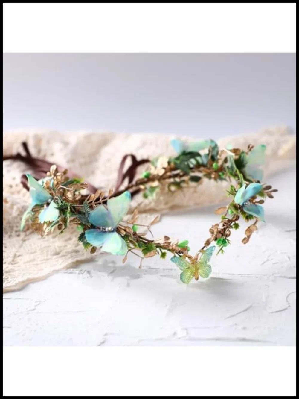 Handmade Fairy Butterfly Crown Elf Flower Headpiece for Women Spring Wedding